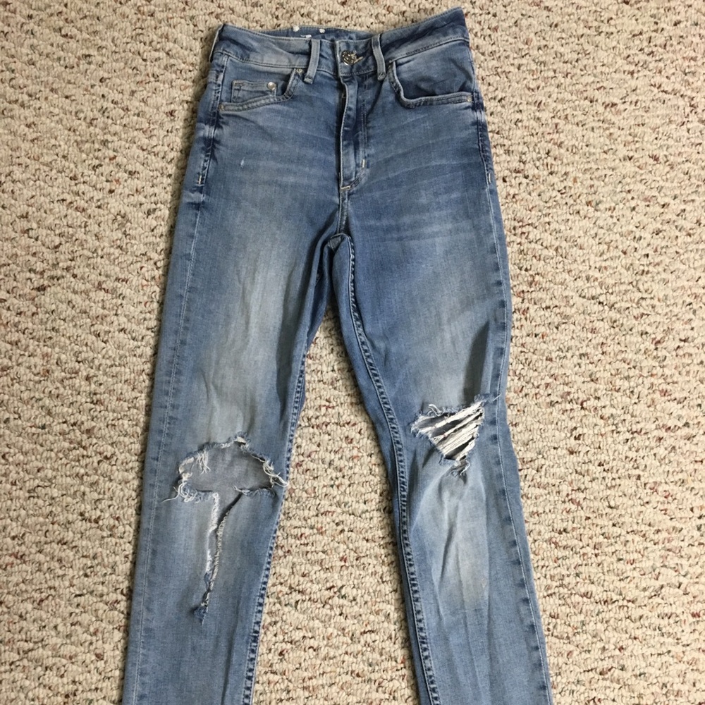 High Waisted Distressed Skinny Jeans